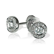 Round Diamond Halo  Earrings
