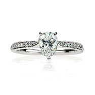 Pear Shape & Pave Solitaire Engagement Ring