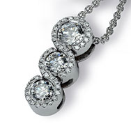 3 Stone Diamond Swirl Pendant Necklace